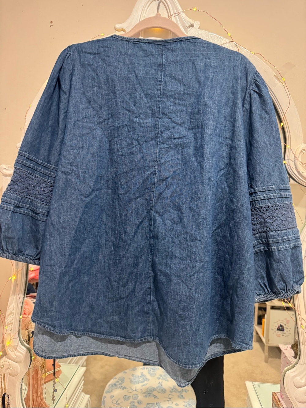 Lane Bryant Blue Denim V-Neck Blouse - Picture 3 of 3